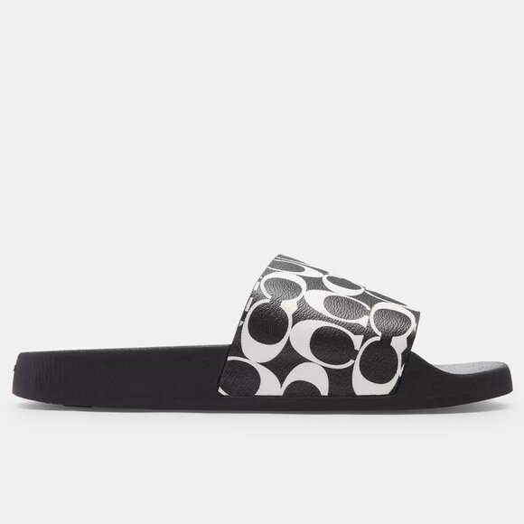 🥰 Coach Slide In Signature Canvas Black/Chalk - Picture 2 of 8